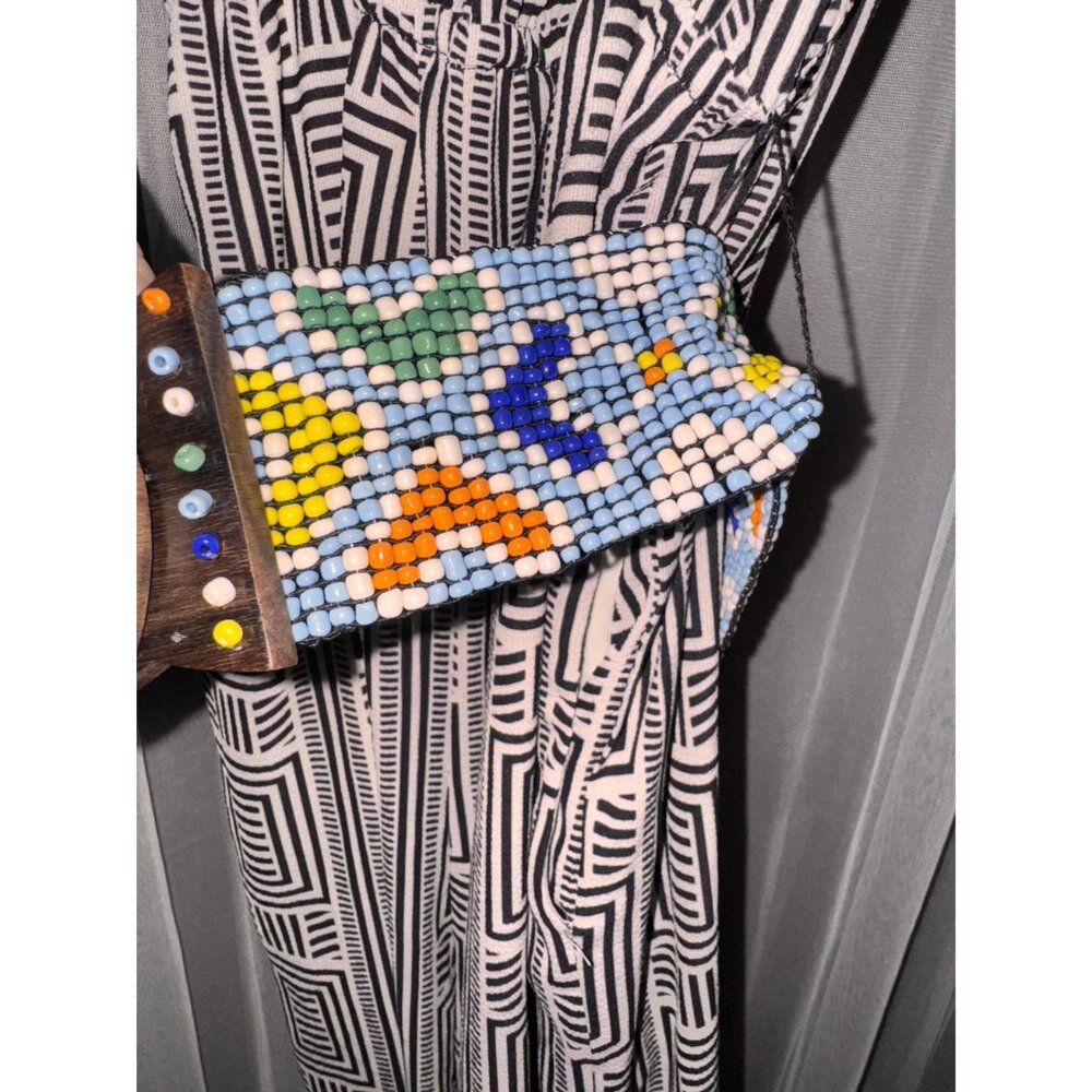 flying tomato Boho Maxi pants W/ Geometric Print & Beaded Belt - Sleeveless Spag - Picture 4 of 8
